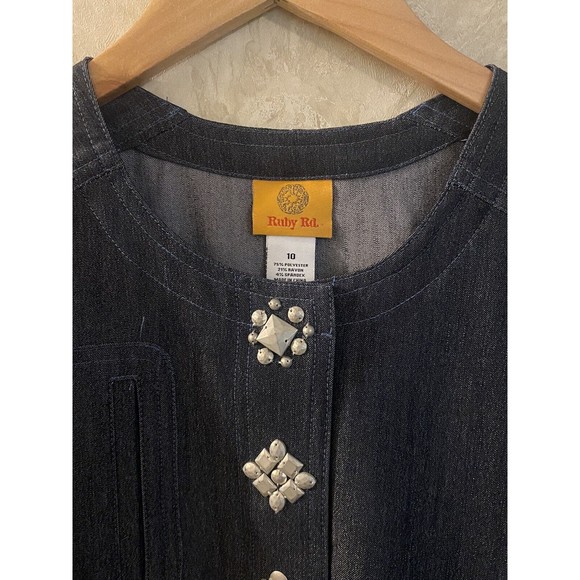 Ruby Rd Women's Denim Blazer / Jacket snap up size 10 - Picture 3 of 6